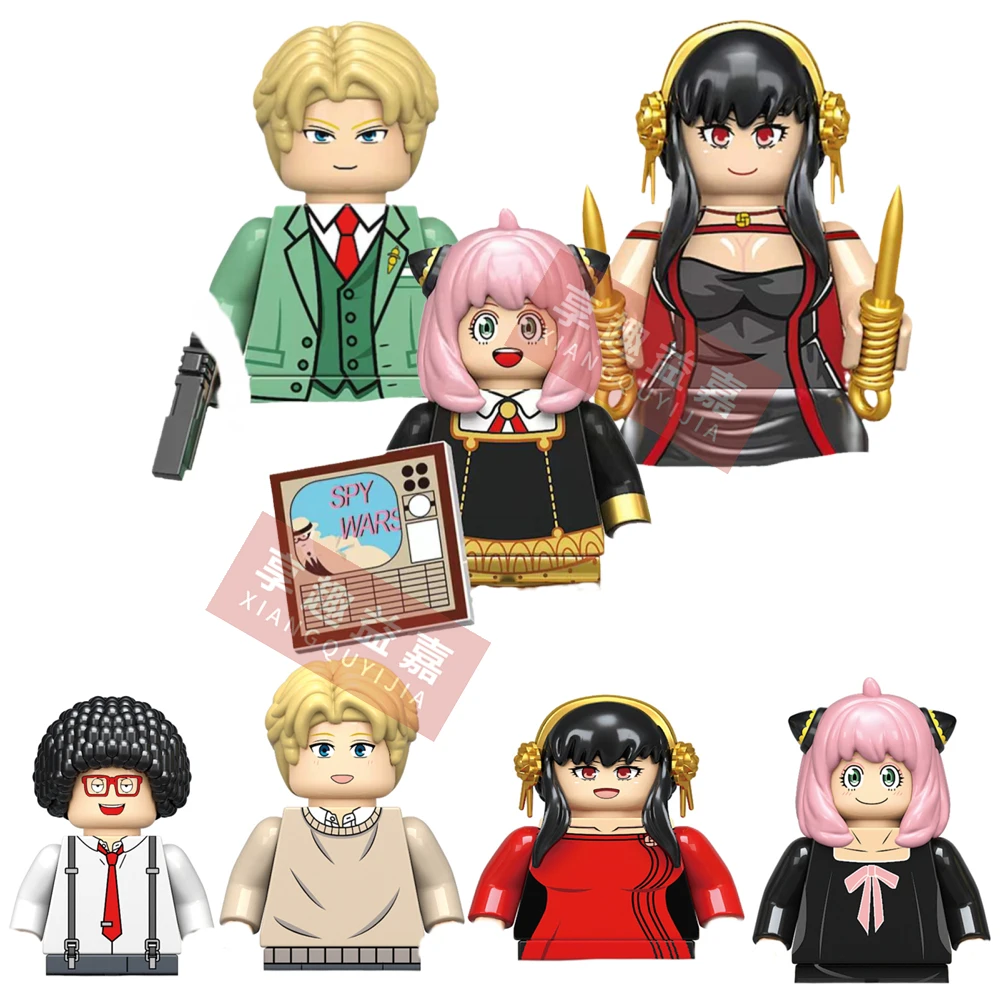 

Spy Family Anime Cartoon Mini Action Figures Yor Anya Forger Loid Kawaii Assemble Bricks Building Blocks Doll Toys Kids Children