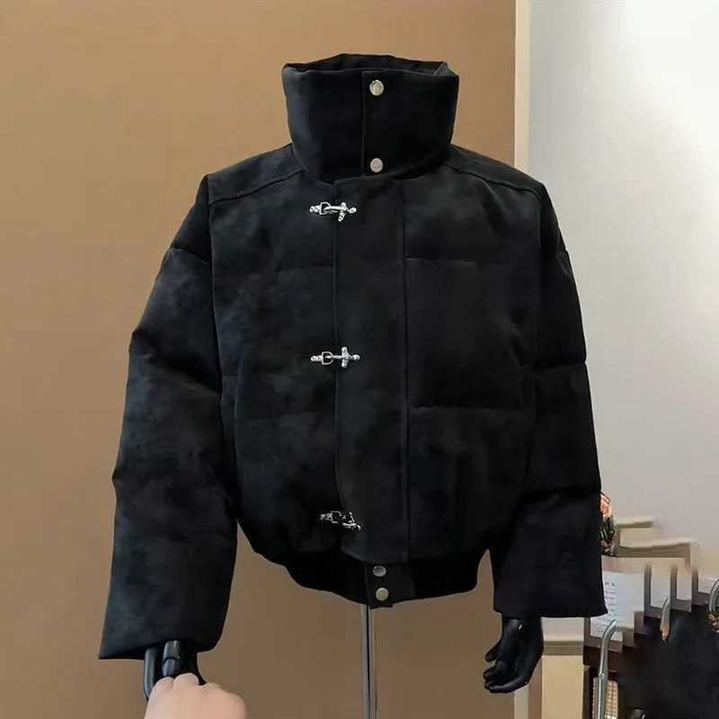 New Fashionable Tie-dyed Thickened High-neck Cotton-padded Jacket Winter High-end Men's American Trendy Brand Short Jacket Style