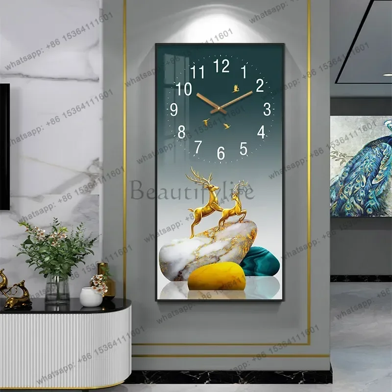 YJ Clocks Pictures Decorative Painting Stylish Simple Modern Entrance Room Decoration Wall Clock Room Decor Watch Home Decor Ite