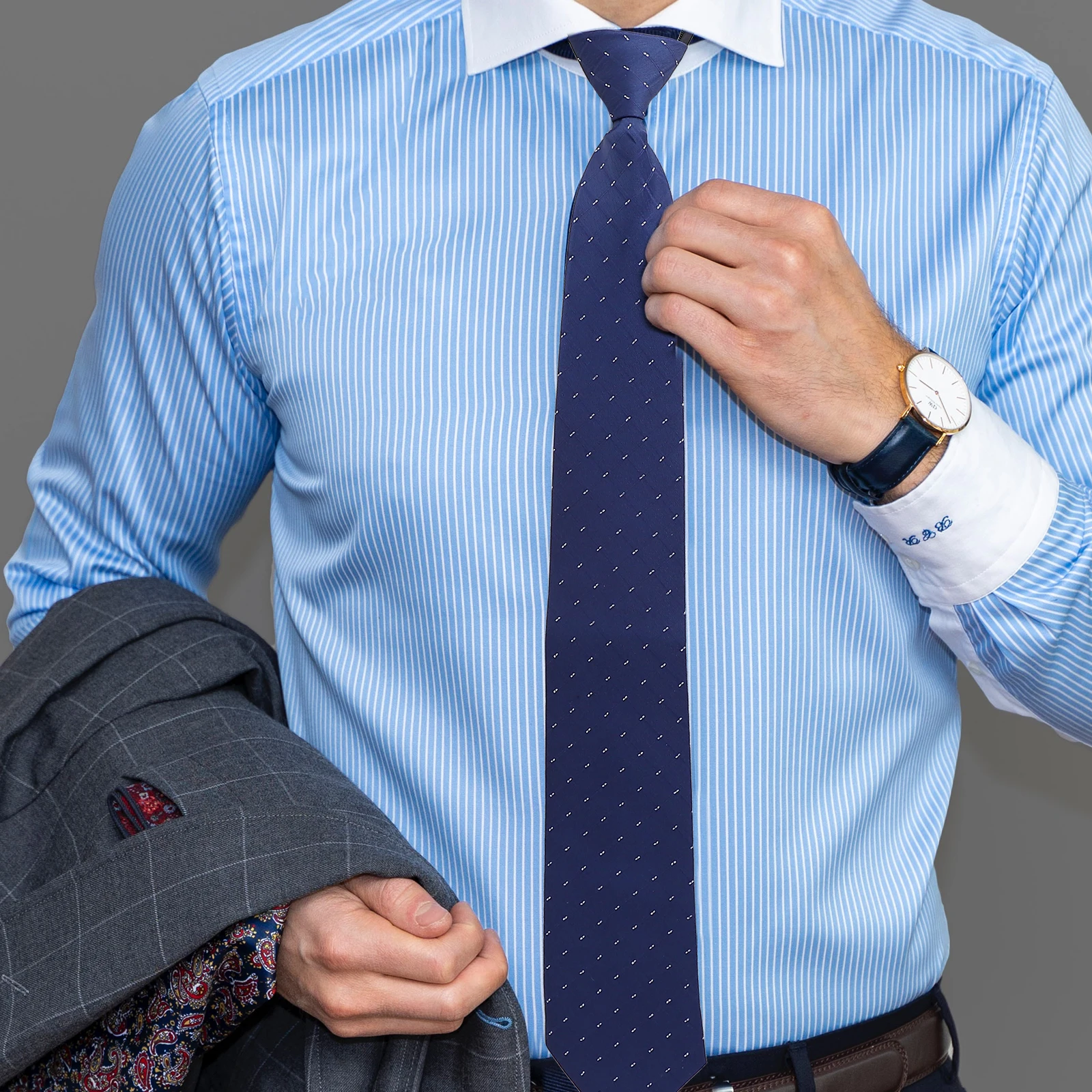 

2pcs Classic Pretied Zipper Neck Ties for Men Business Style Breathable Polyester Silk Long Lasting Easy Clean Matching Shirts