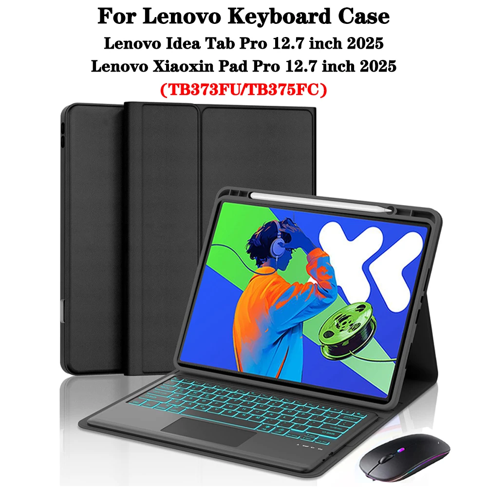 

Чехол для Lenovo Xiaoxin Pad Pro 2025 12,7 дюйма, съемный чехол для клавиатуры для Lenovo Ldea Tab Pro 12,7 дюйма 2025 с гнездом для ручки
