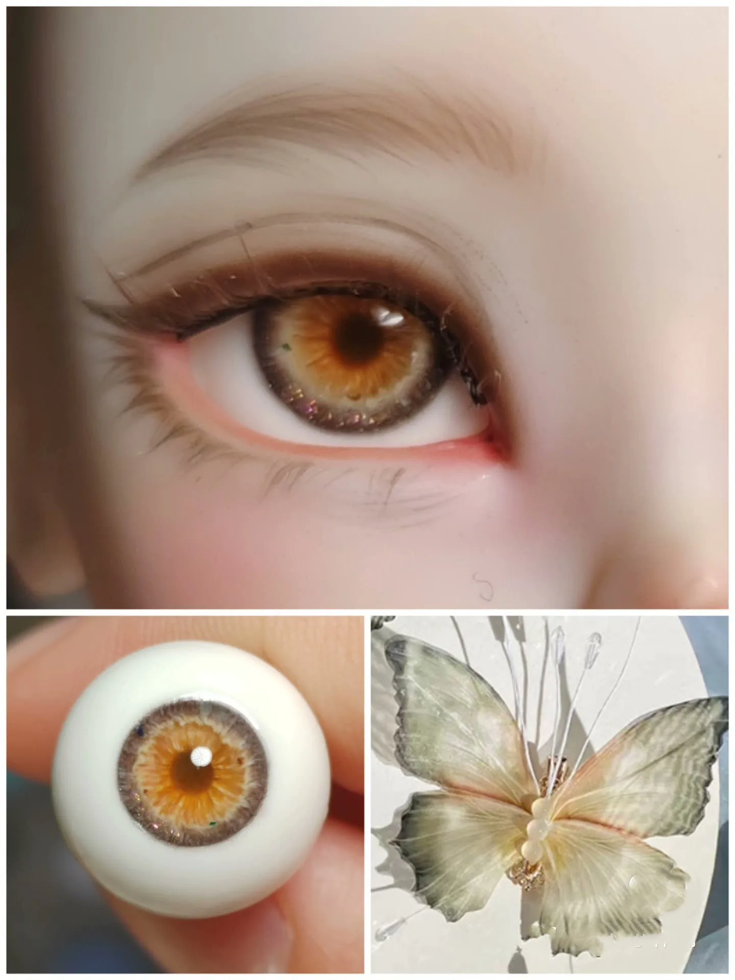 Beautiful BJD Doll Safety Eyes 1/3 1/4 1/6 Plaster Eyeball “Butterfly” 1 Pair