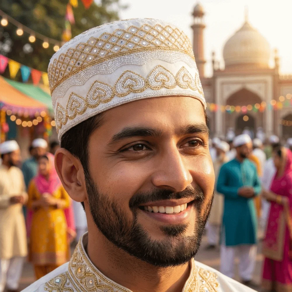 

Fashion Round Islam Flat Cap Breathable Ethnic Style Ramadan Hat Thin Comfortable Church Hat Festival Celebration