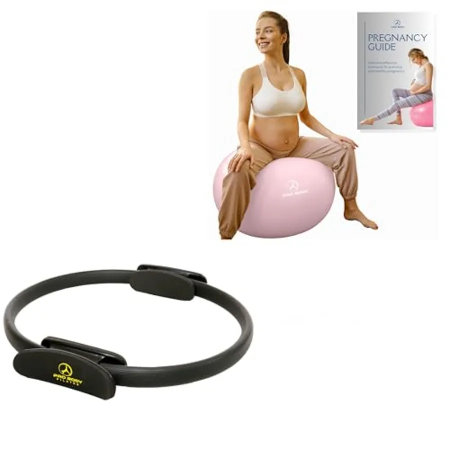 

65 cm Birthing Ball and Pilates Ring 2pcs for Stability, Pregnancy, Yoga, Core Training and Physical Therapy