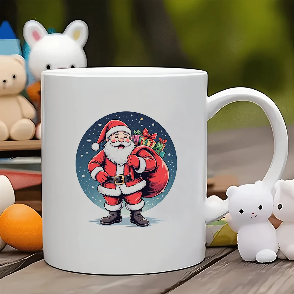 كوب سانتا كلوز كرتوني سعة 11 أونصة + هدية عيد الميلاد الإبداعية للأطفال كوب قهوة مكتب عائلي ضروري لعيد الميلاد #1
