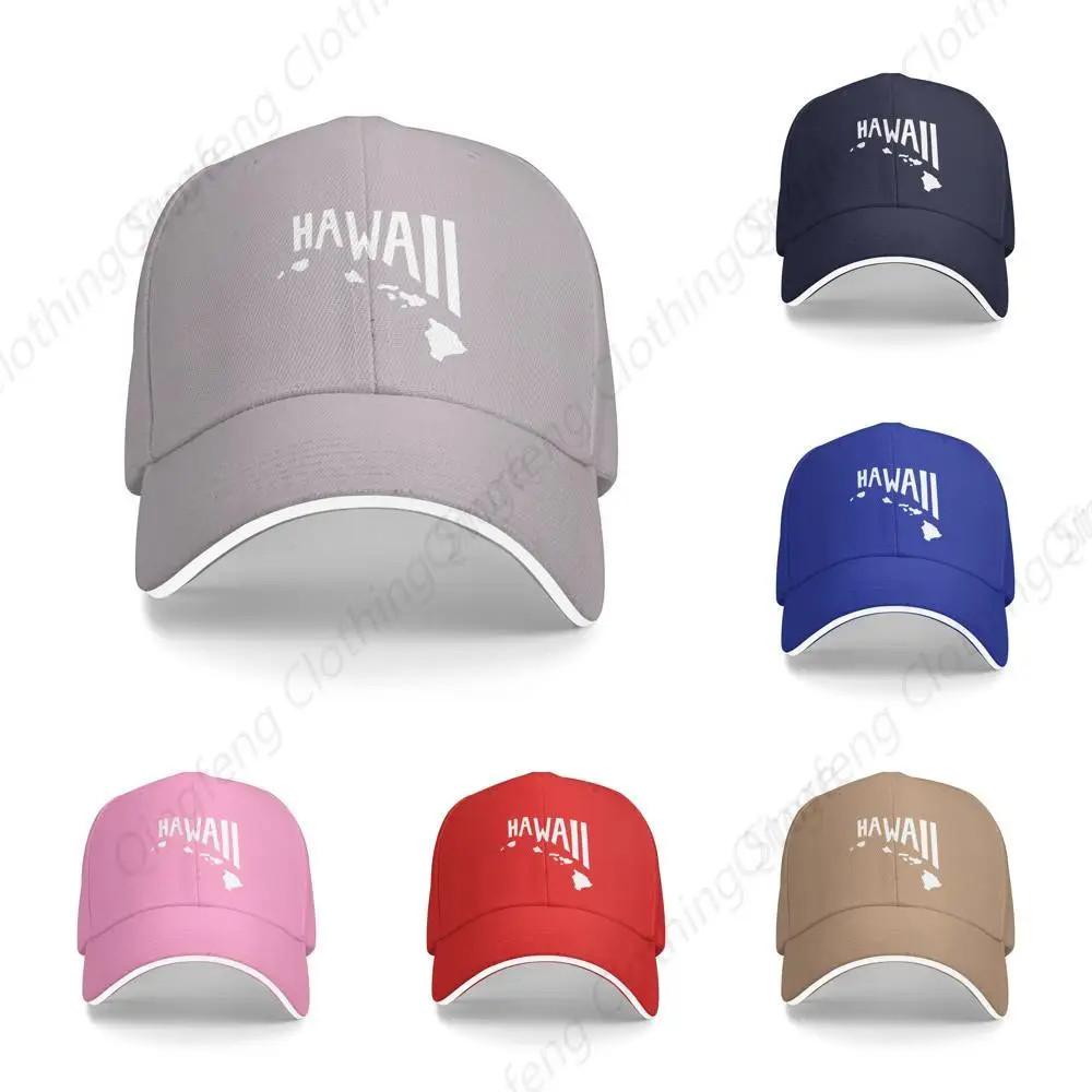 

Hawaiian Islands Baseball Cap Men Women - Duck Tongue Classic Sandwich Hat Plain Gray