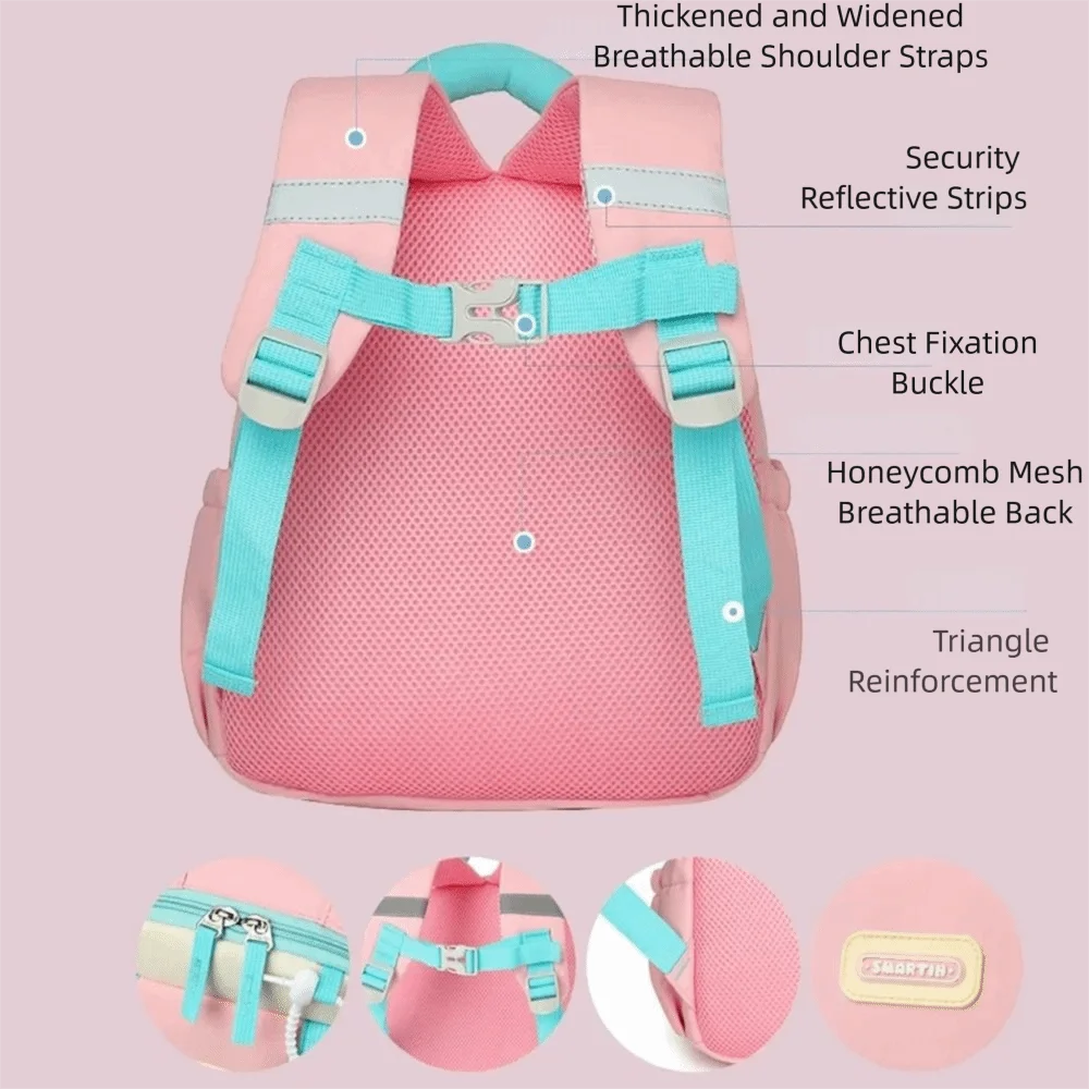 Lightweight Kindergarten School Bag Adjustable Straps Waterproof Cartoon Nursery Backpack Zipper Closure Large Capacity