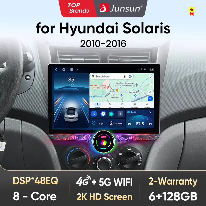 

Junsun V1 AI Voice Wireless CarPlay Android Auto Radio for Hyundai Solaris Accent i25 2010-2016 4G Car Multimedia GPS 2din