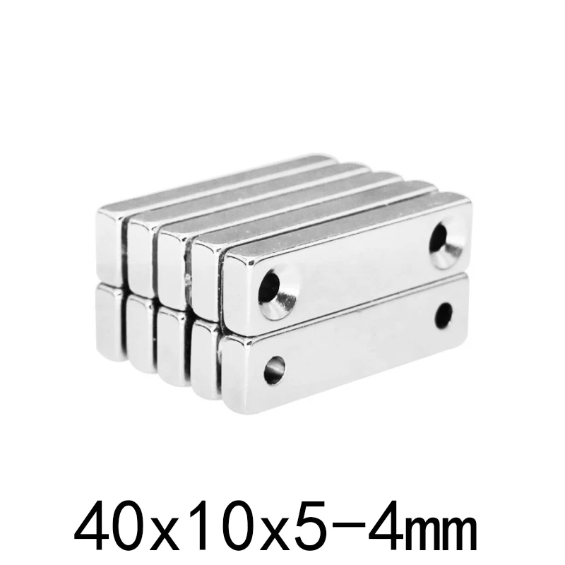 5~50pcs 40x10x5-4 Power Magnetic 40x10x5mm Hole 4mm Strong Square NdFeB Rare Earth Magnet 40*10*5 mm 2holes 4 Neodymium Magnets