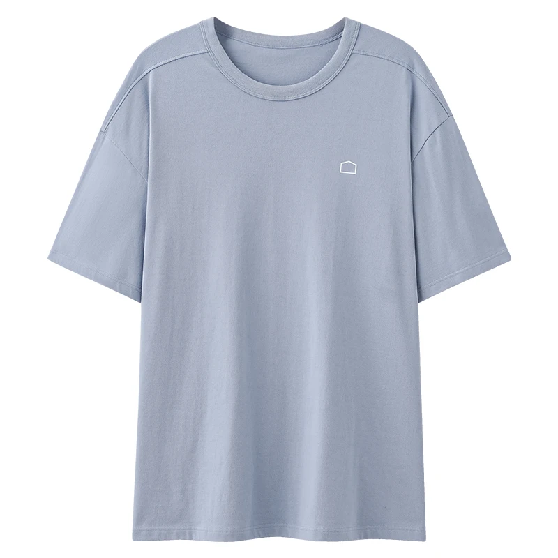 Big Yards L-7XL Full Cotton Sleep Tops Male Short Sleeve Home Pajamas Solid Color Summer O-Neck Tops Casual Sleepwear Pijamas