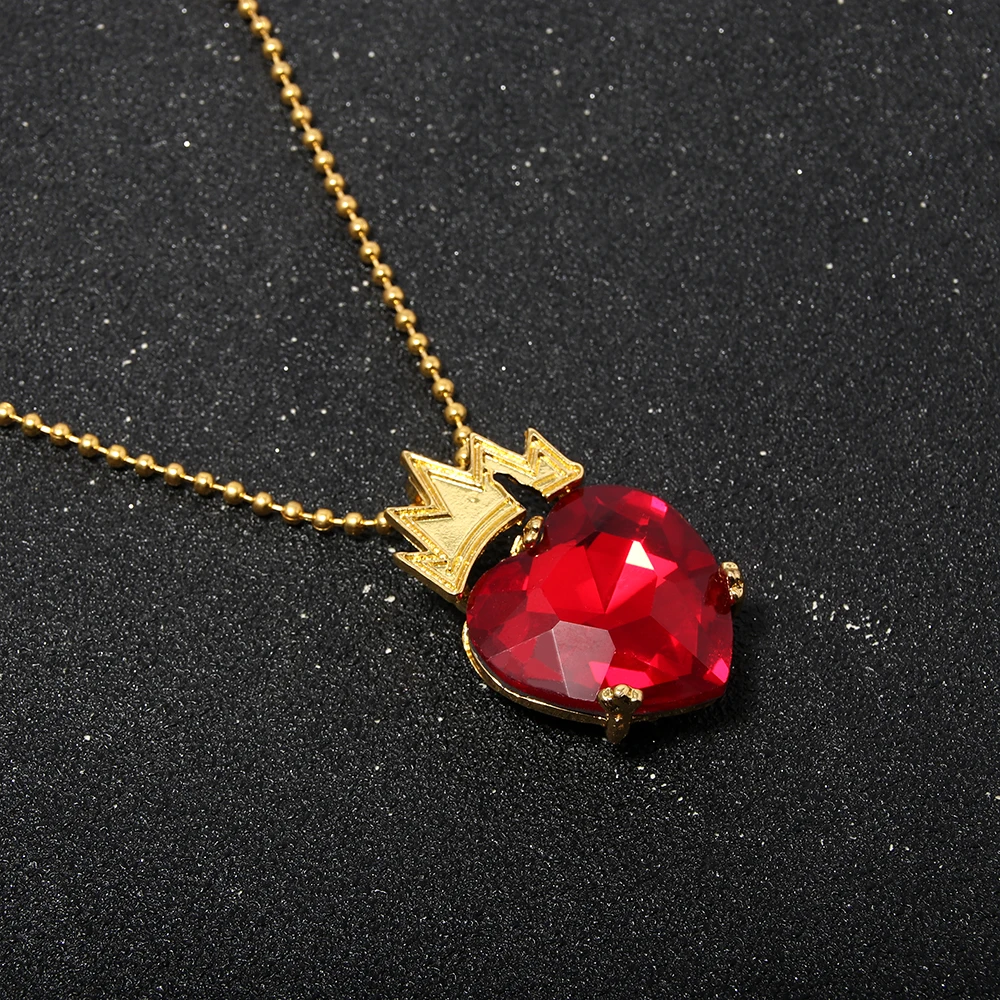 فيلم أحفاد قلادة إيفي الجنية الأحمر القلب تاج قلادة قلادة للنساء مجوهرات اكسسوارات #3
