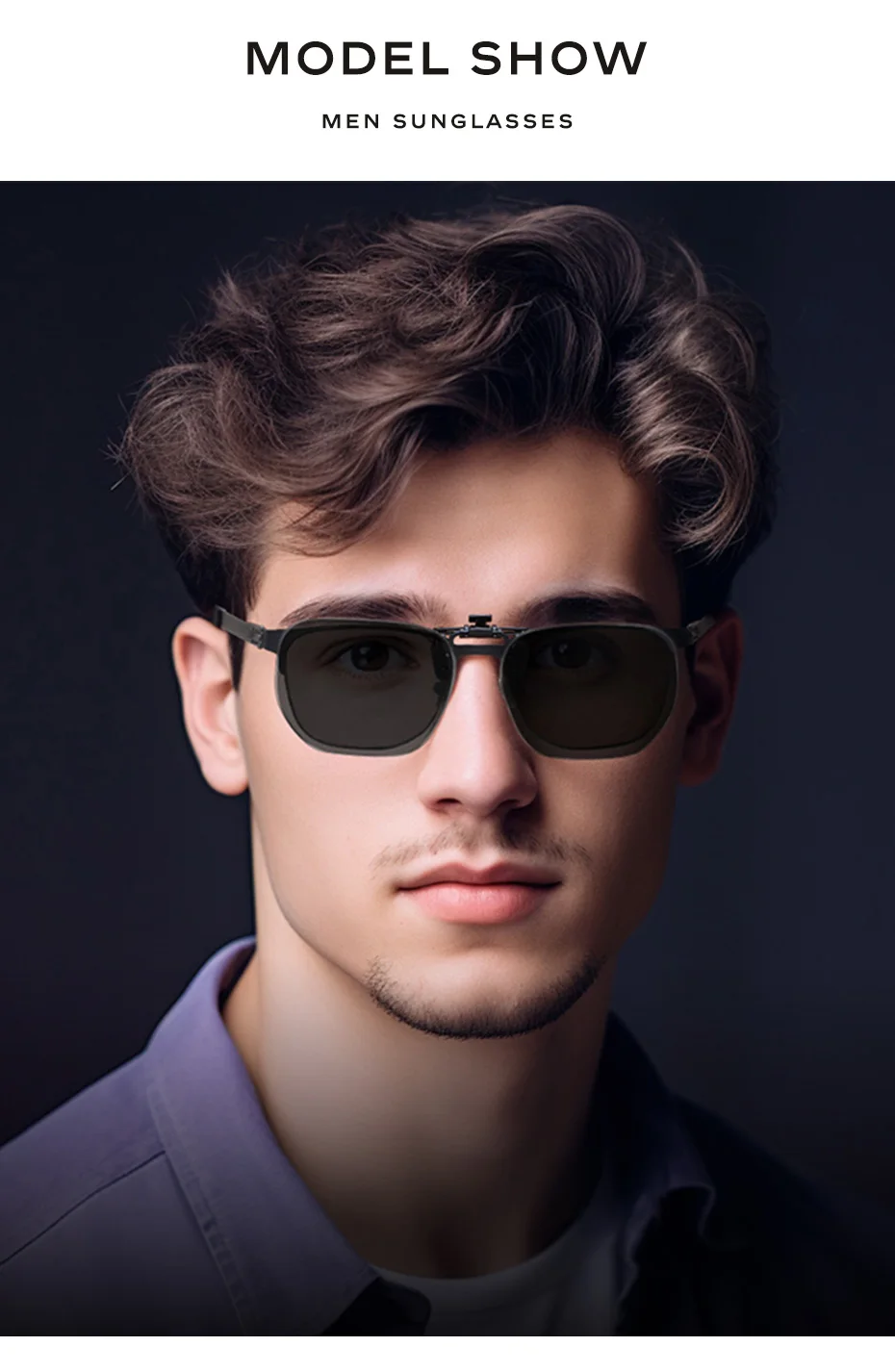 CAPONI neue Sonnenbrille Clip für Männer quadratisch polarisierte photo chrome Brille Clip aufgeklappt schützen Augen Licht Clip am Rahmen bs1103 – Detail 3