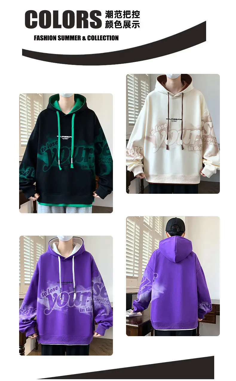 2026 Frühling Herbst Herren Casual Baumwoll-Hoodies Jugend Streetwear Pull-On Sweatshirts Slim Fit Pullover Outdoor Top Kapuzenpullover Kleidung – Detail 5