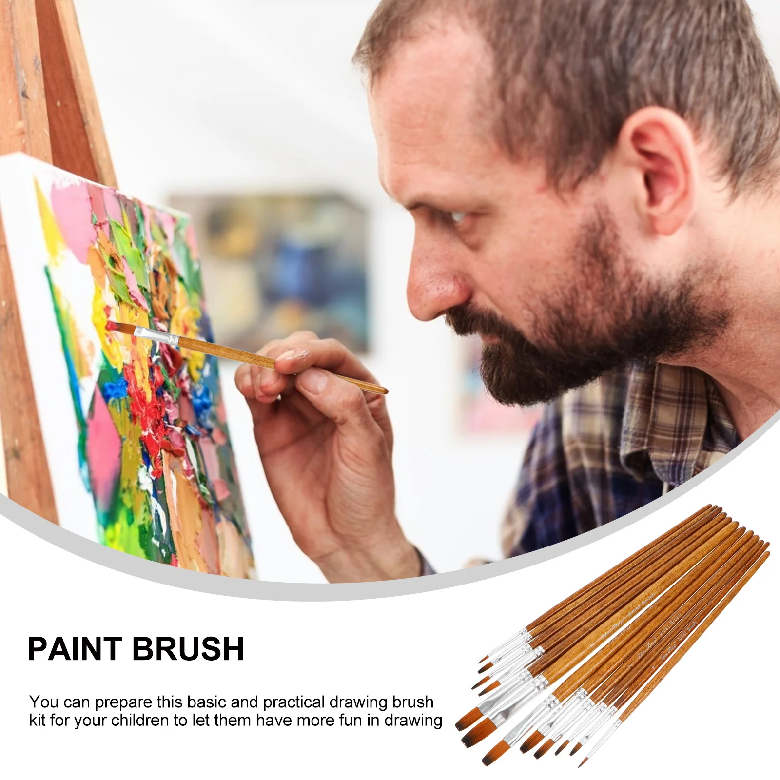 

1Set Wooden Watercolor Paint Brush Kit Professional Durable Artist Drawing Brushes Complete Set Perfect for Oil Painting and