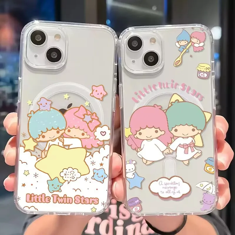 Cute Little Twin Stars Magsafe Magnetic Phone Case for Samsung Galaxy S24 S23 S22 S21 S20 FE Plus Ultra 5G Soft Clear TPU Cover