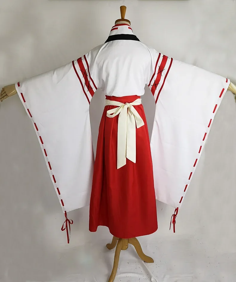 The Helpful Fox Senko-san Cosplay Costume Red White Miko Kimono with Beige Apron Sewayaki Kitsune no Senko-san Women Suits