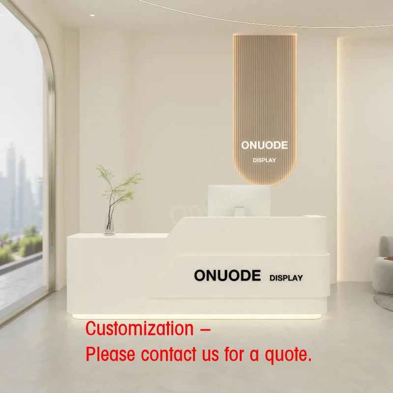 custom.Custom Hotel & Salon Reception Desk | LED Cashier Checkout Counter | Front Counter Showcases Office & Beauty