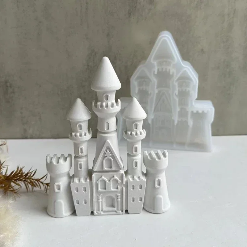 European Style Castle Candle Silicone Mold House Building Cake Chocolate Silicone Mold Soap Mold Castle Resin Gypsum Mold