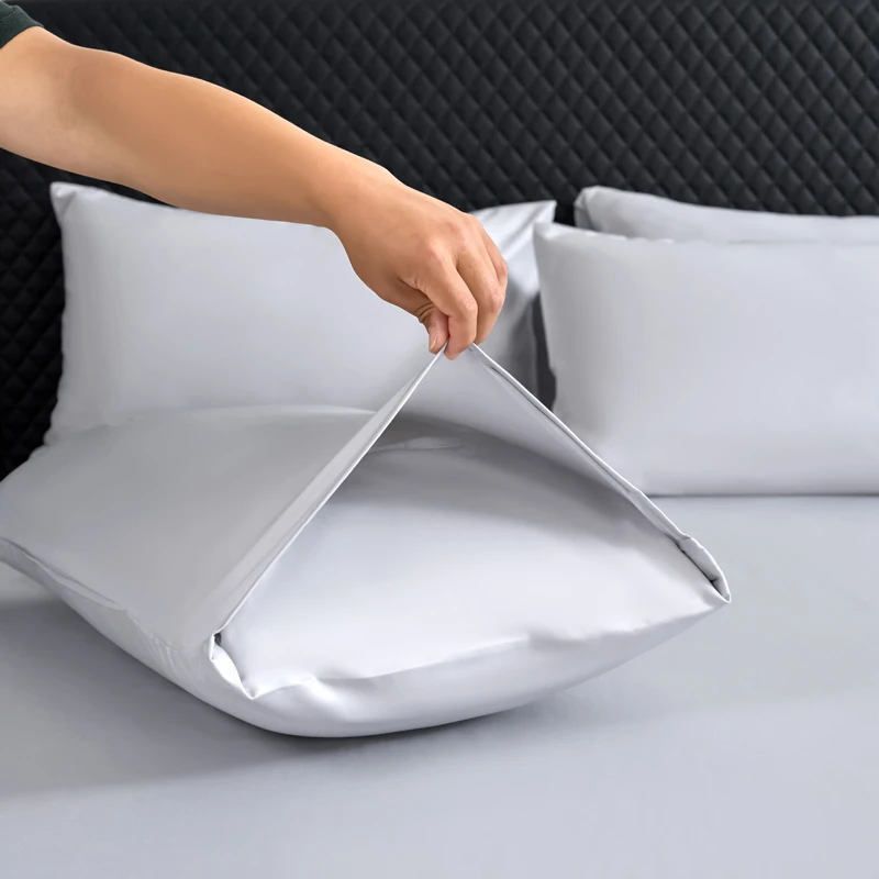 رداء تبريد بتصميم بسيط مع أغطية وسائد ، حرير ثلجي ، لون ثابت ، قابل للغسل جيد التهوية ، توأم ، ملك ، ملكة ، جديد ، 1 ـ 3 واش