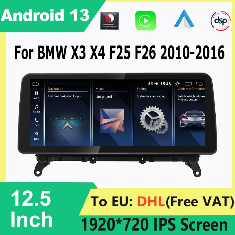 

1920*720P Car Multimedia Player For BMW X3 F25 / X4 F26 CIC NBT System Android 13 12.3 Inch GPS Radio Navigation Carplay Auto BT