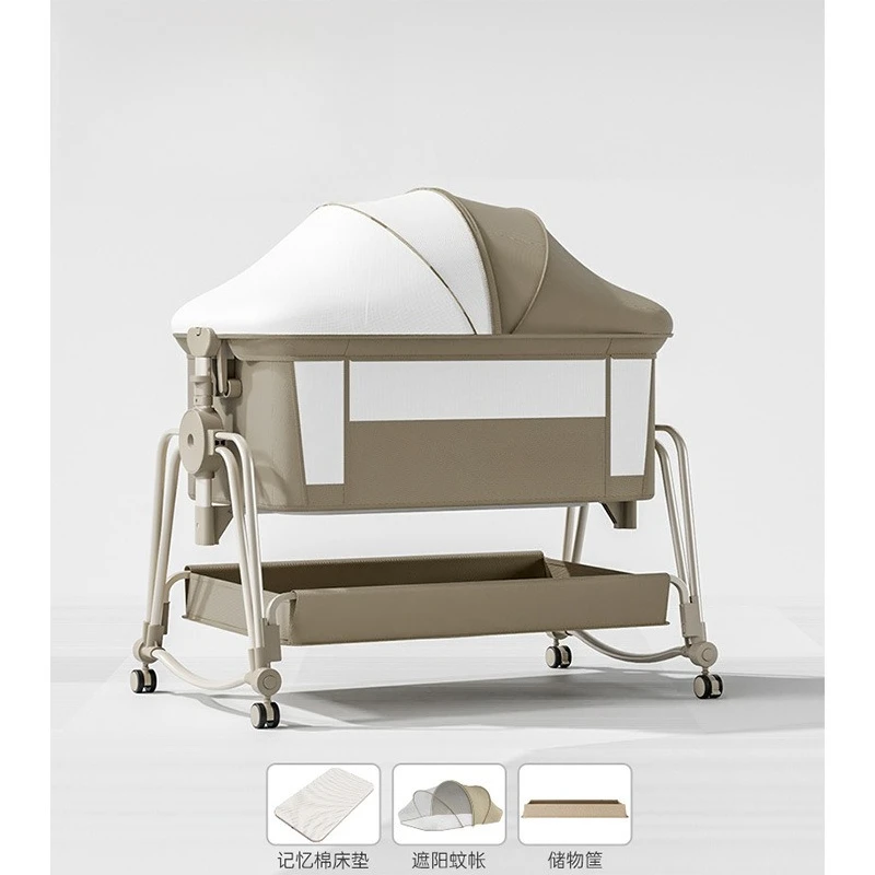 Crib removable foldable portable cradle multifunctional bb bed newborn splicing bed