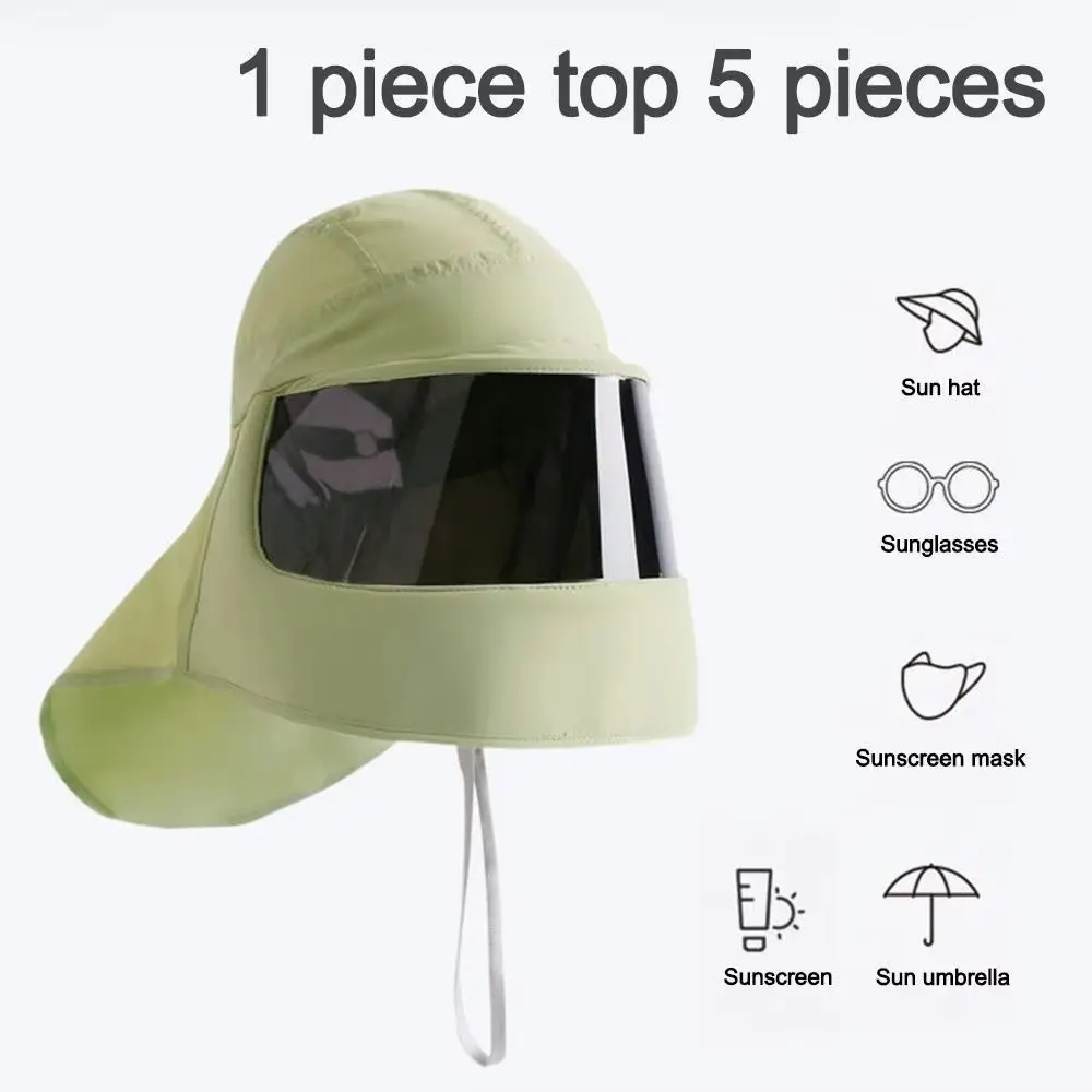 Mirror/Clear Mask Sun Protection Hat Anti-UV Solid Color Women's Sunshade Hat Thin Sunscreen Ice Silk Sunscreen Mask