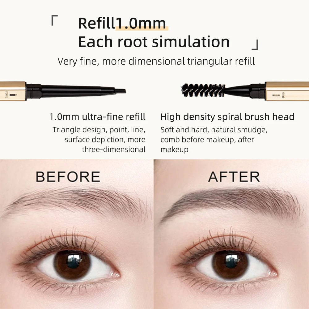 Double Head Eyebrow Pencil Ultra Fine Triangle Long Lasting Waterproof 5 Colors Eye Brow Pen Tint Mascara Make Up Enhance Brown