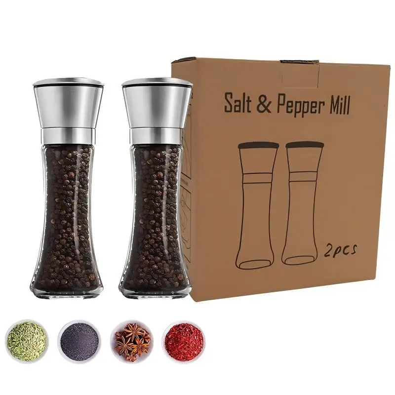 304 stainless steel pepper grinder cross border pepper sea salt glass manual grinding bottle seasoning bottle