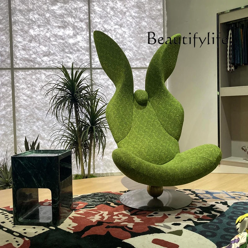 Italian leisure chair rotating rabbit sofa villa living room sofa chair medieval club model room design recliner