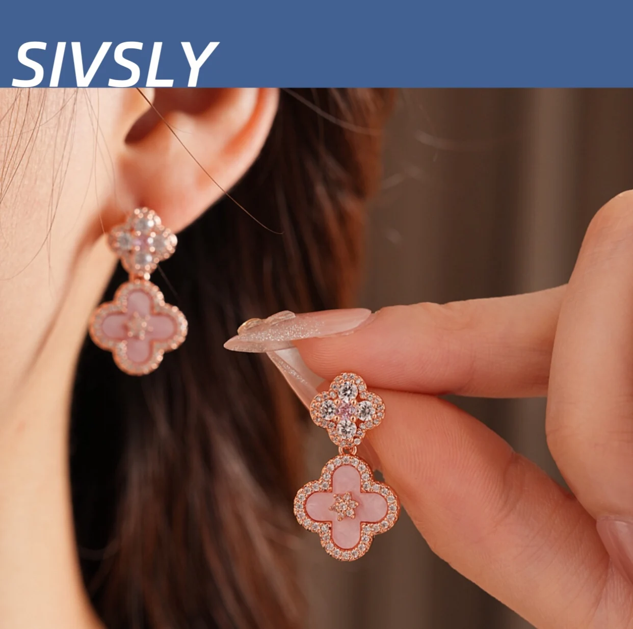 

Hot-selling zirconium fashion earrings, Korean-style sweet and fresh earrings, elegant, luxurious, high-end ear accessories
