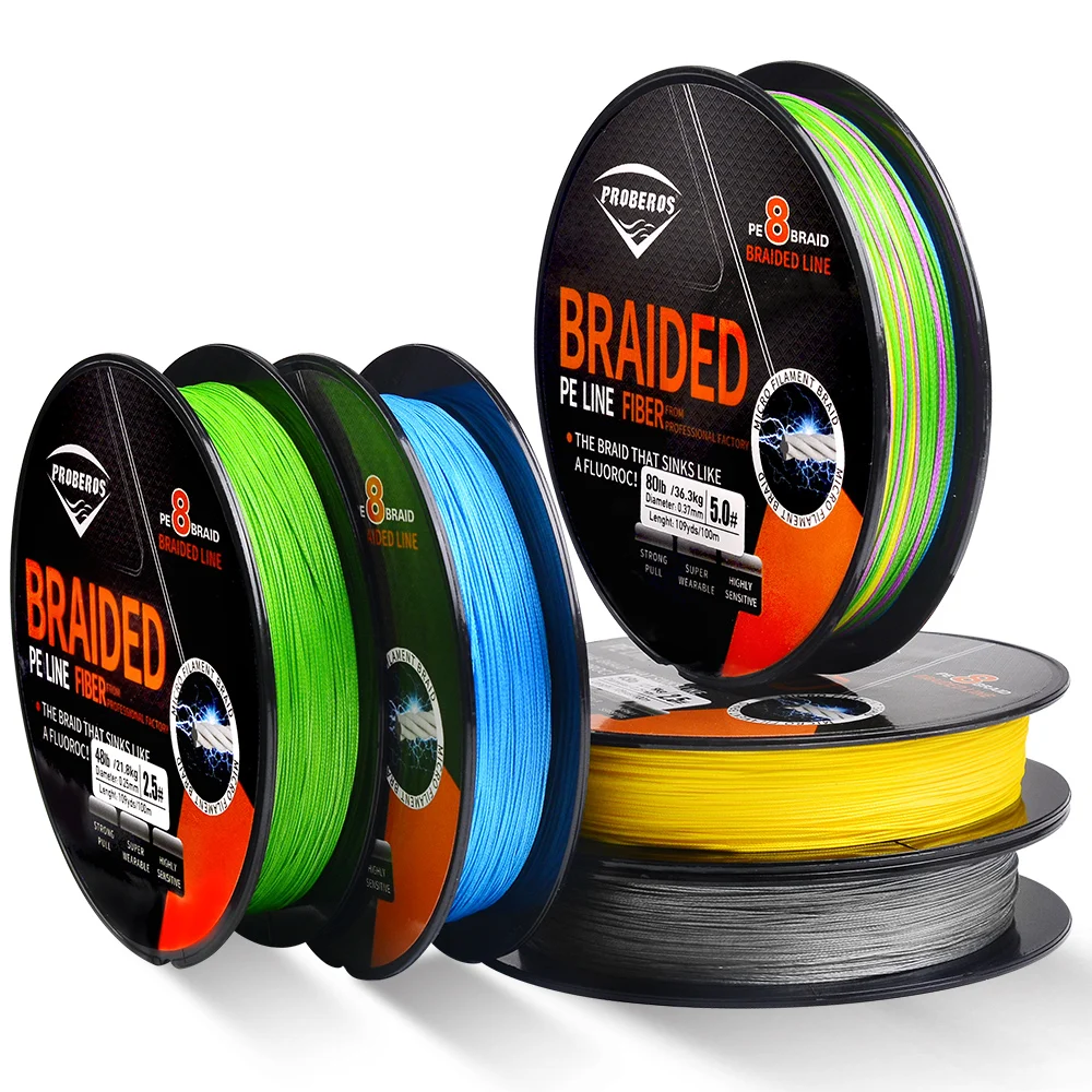 PROBEROS Superstarke geflochtene Angelschnur mit 8 Strängen – 100 m/109 YDS Multifilament PEAnti-Abrieb-Geflechtschnur, erhältlich in 22–10 – Detail 6