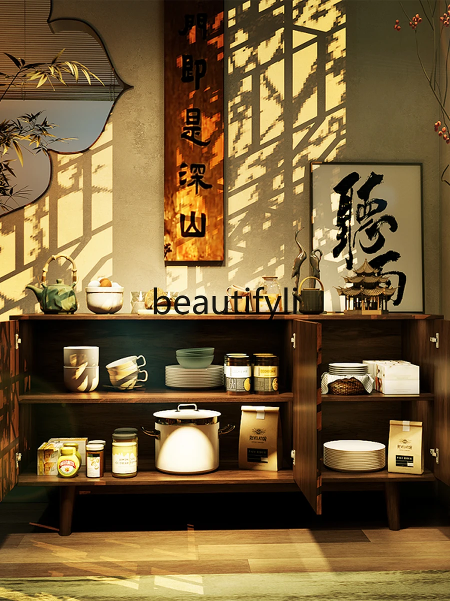 Credenza in legno massello per riporre l'ingresso del ristorante in famiglia, armadietto da tè multifunzionale