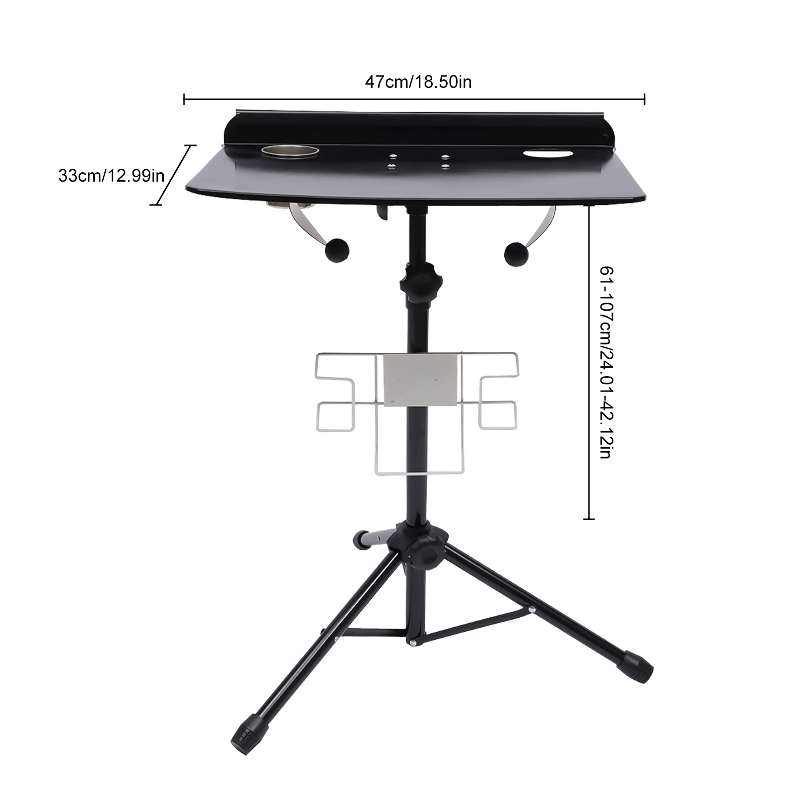 แบบพกพา Tattoo Workbench Stand สีดําอิสระ Tattoo Workstation ปรับความสูง Tattoo ตารางสําหรับผู้เริ่มต้น