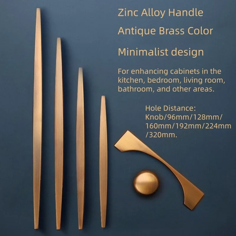 Nordic Classic Zinc Alloy Handle Bronze Handle Drawer Pulls Kitchen Cabinet Knobs and Handles Closet Handle Furniture Hardware