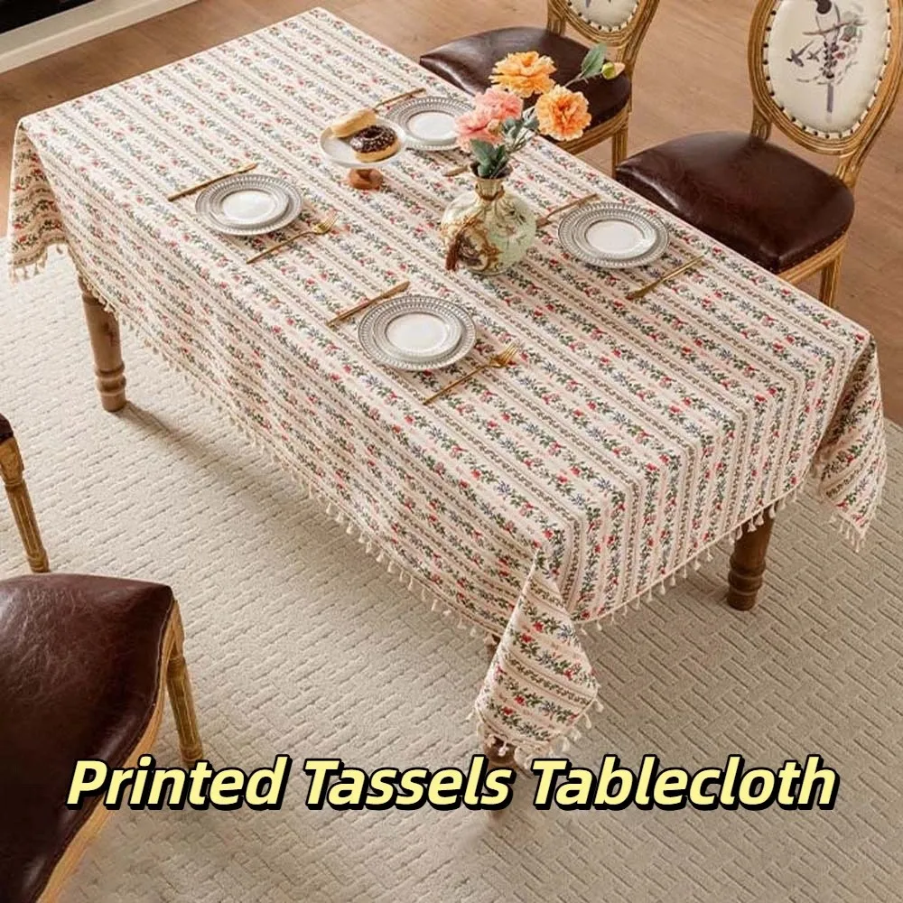 

Прямоугольная скатерть с кисточками и принтом, гладкая праздничная скатерть, износостойкая противоскользящая защитная крышка для стола
