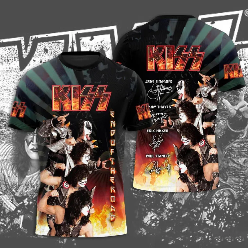 

Hot Rock Band Kiss T-shirts 3D Printing T Shirt Summer Men Women Funny Hip hop Short sleeve O-neck Tee Shirt Street Man Tops