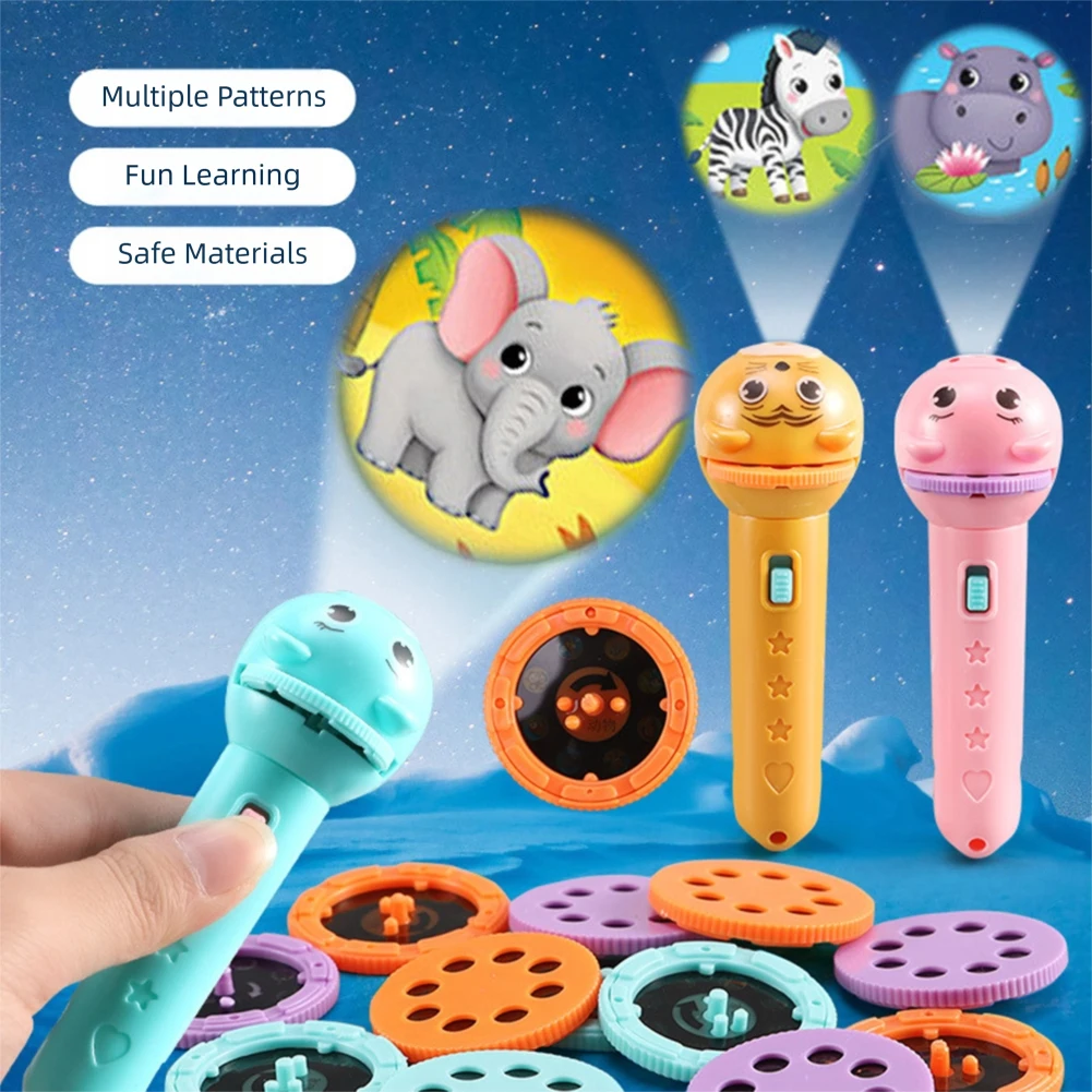 Flashlight Projector for Kids Baby Sleeping Story Book Torch Lamp Toy Early Education Toy Holiday Christmas Gift Light Up Toy