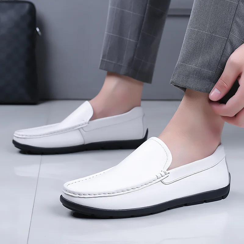 Handmade Casual Mens Genuine Leather Shoes Leather Casual Shoes Hot Sale Men Loafers Comfy Moccasins All-match Driving Shoe