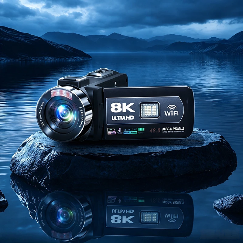 Cámara de Video 8K para Vlogging en YouTube, Zoom 18X, Cámara de Visión Nocturna IR con Micrófono, Cámara Web para Transmisión en Vivo