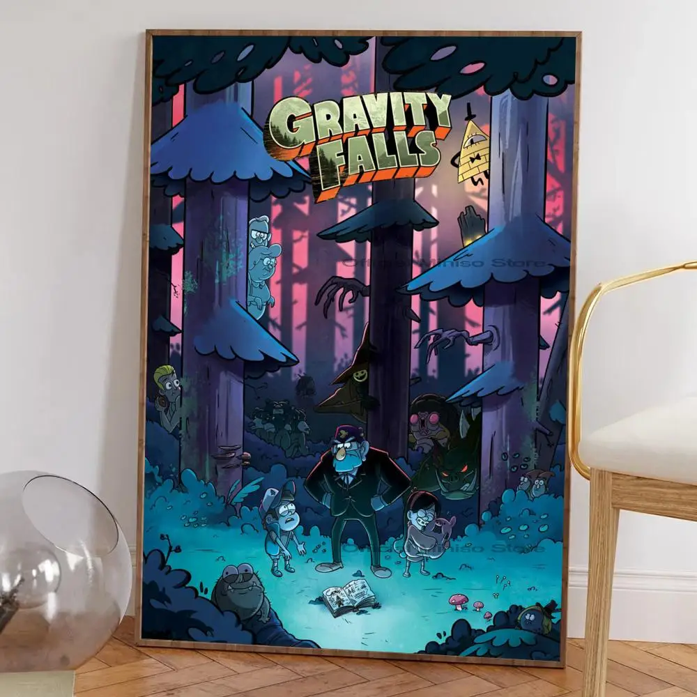 1pc Classic Gravity Falls Movie Poster Self-adhesive Art Waterproof Paper Sticker Coffee House Bar Room Wall Decor