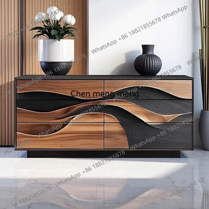 

Шкаф-комод из массива орехового дерева с шестью ящиками, прикроватная тумбочка для спальни, пристенный, с антикварным рельефом, элитный шкафчик.