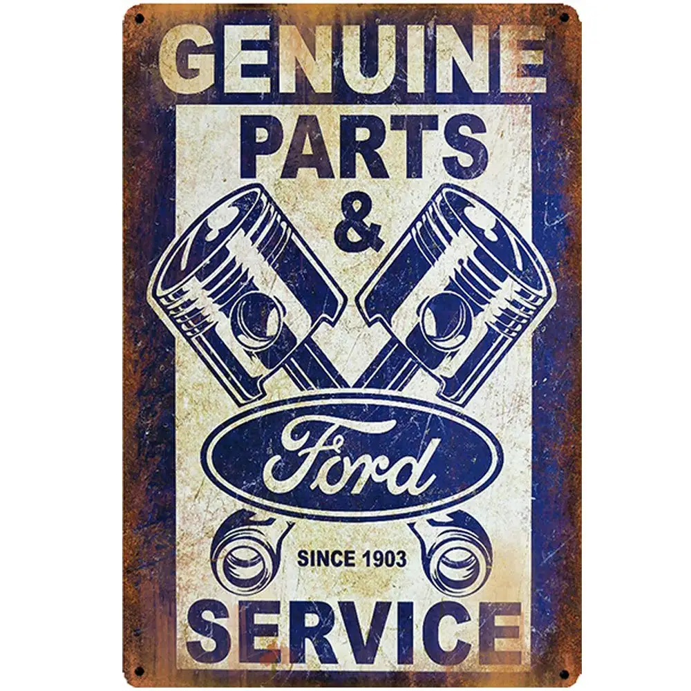 

Vintage Design Genuine Parts and Service Tin Metal Signs Wall Art | Thick Tinplate Print Poster Wall Decoration for Garage