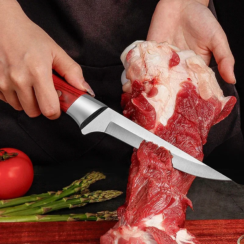 Coltello da cucina per disossare Coltello per sbucciare frutta in acciaio inossidabile Taglio carne di maiale Manzo Pecora Pesce Mannaia da