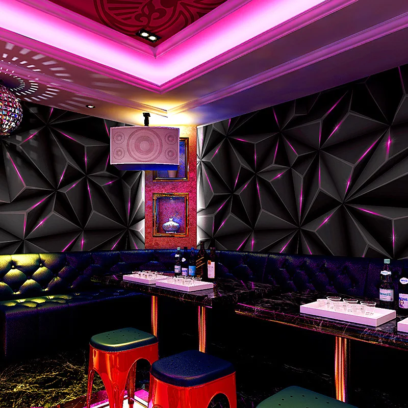 KTV Flashing Wallpaper Glowing Bar Wall Decor 3D Stereoscopic Background Wall Mural for Gaming Room