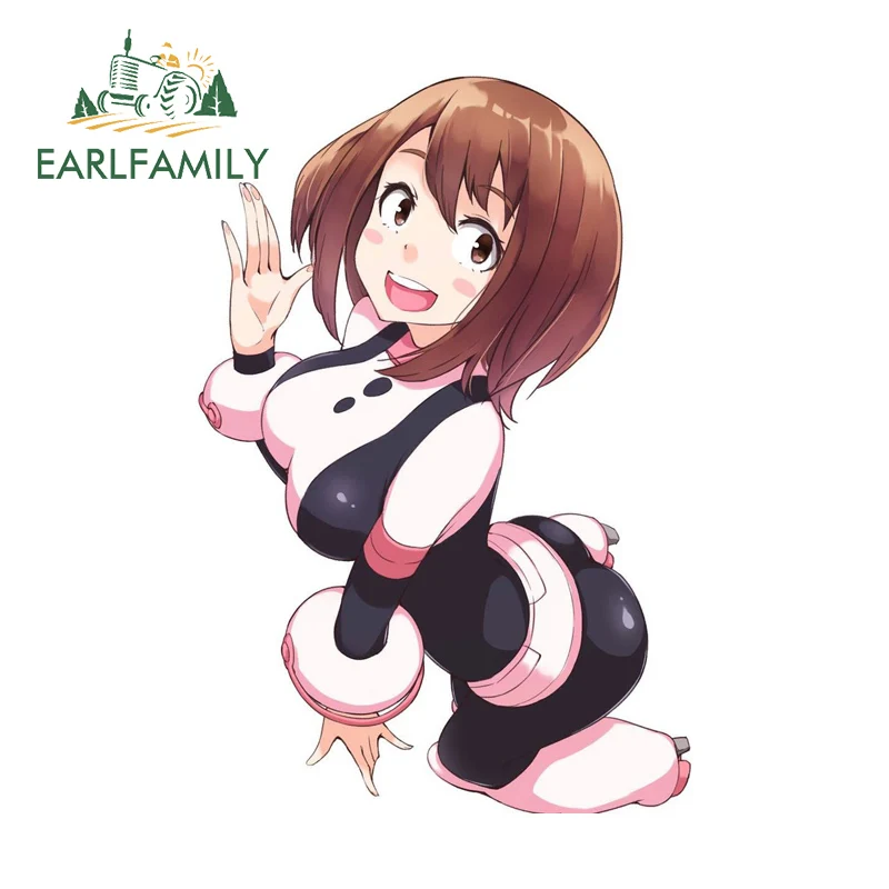 EARLFAMILY Calcomanía Sexy de Ochaco Uraraka para Coche, Calcomanías Vibrantes JDM, PVC Antiarañazos, Adecuado para Refrigerador, Ordenador, Enfriador