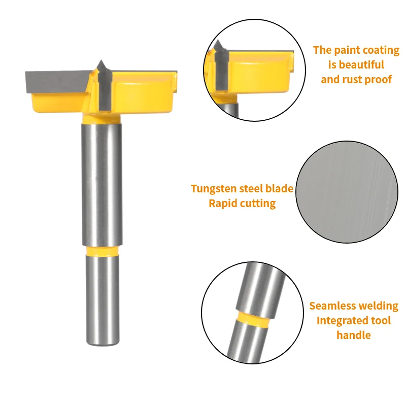 YUSUN 14MM-45MM Forstner Drill Bit Hinge Boring Bits 2 Blade Two Cutter Router Bit Woodworking Milling Cutter For Wood Face Mill