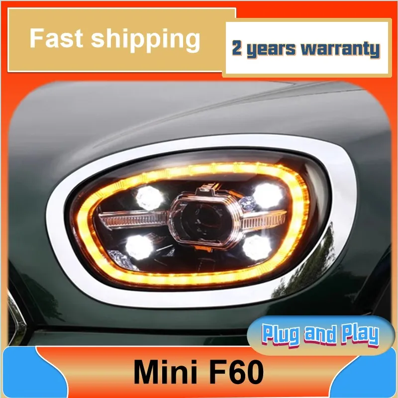 Car Styling for Mini Countryman Headlamp 2017-2019 Mini F60 Headlights BMW DRL Turn Signal Low High Beam Projector Lens