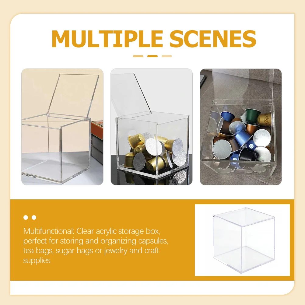 

Coffee Capsule Holder Clear Acrylic Storage Box For Tea Bags Jewelry Organizer Dust-Proof Desktop Container Small Compact