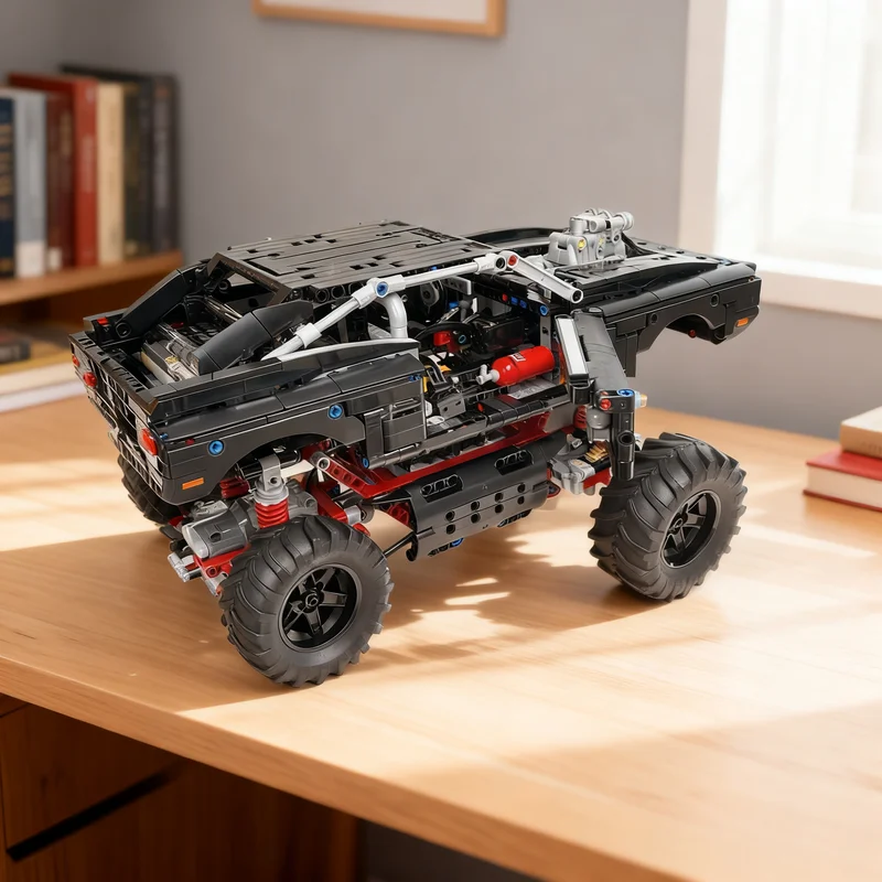 2168pcs MOC Fast Furious Dodge Charger RT Car 4x4 Off-Roader RC MOD Power Function Motors Technical Model Building Blocks 3D