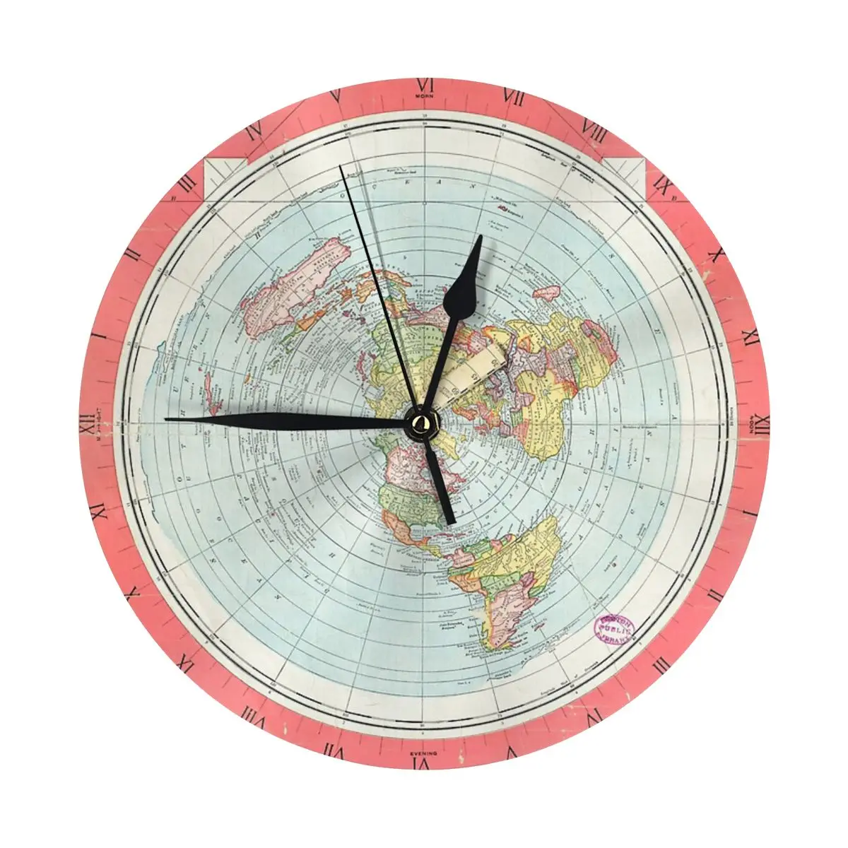 Flat Earth - Gleason S Map Wall Clock Room Decoration Clock Must-have Ornament Round